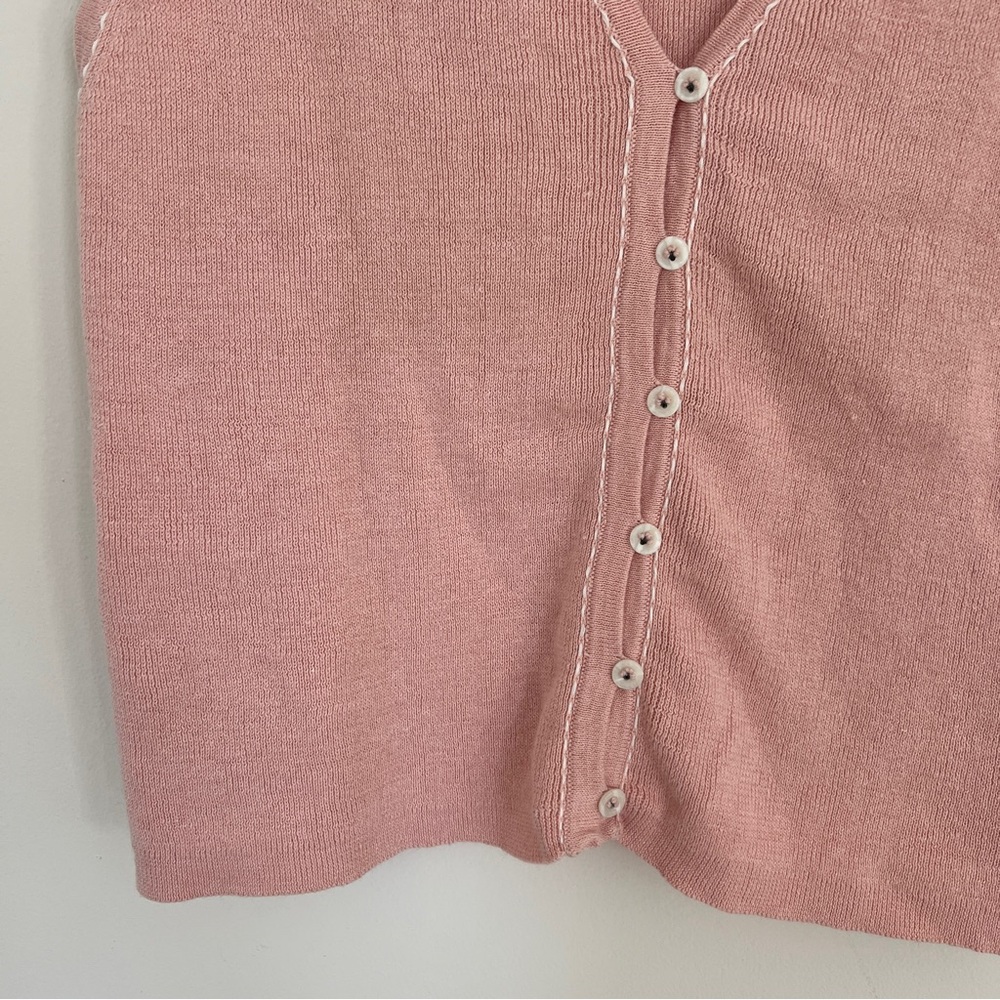 Vintage Paul Harris Design Pink Button-Front Vest Sleeveless Knit Top Grannycore - Picture 5 of 7